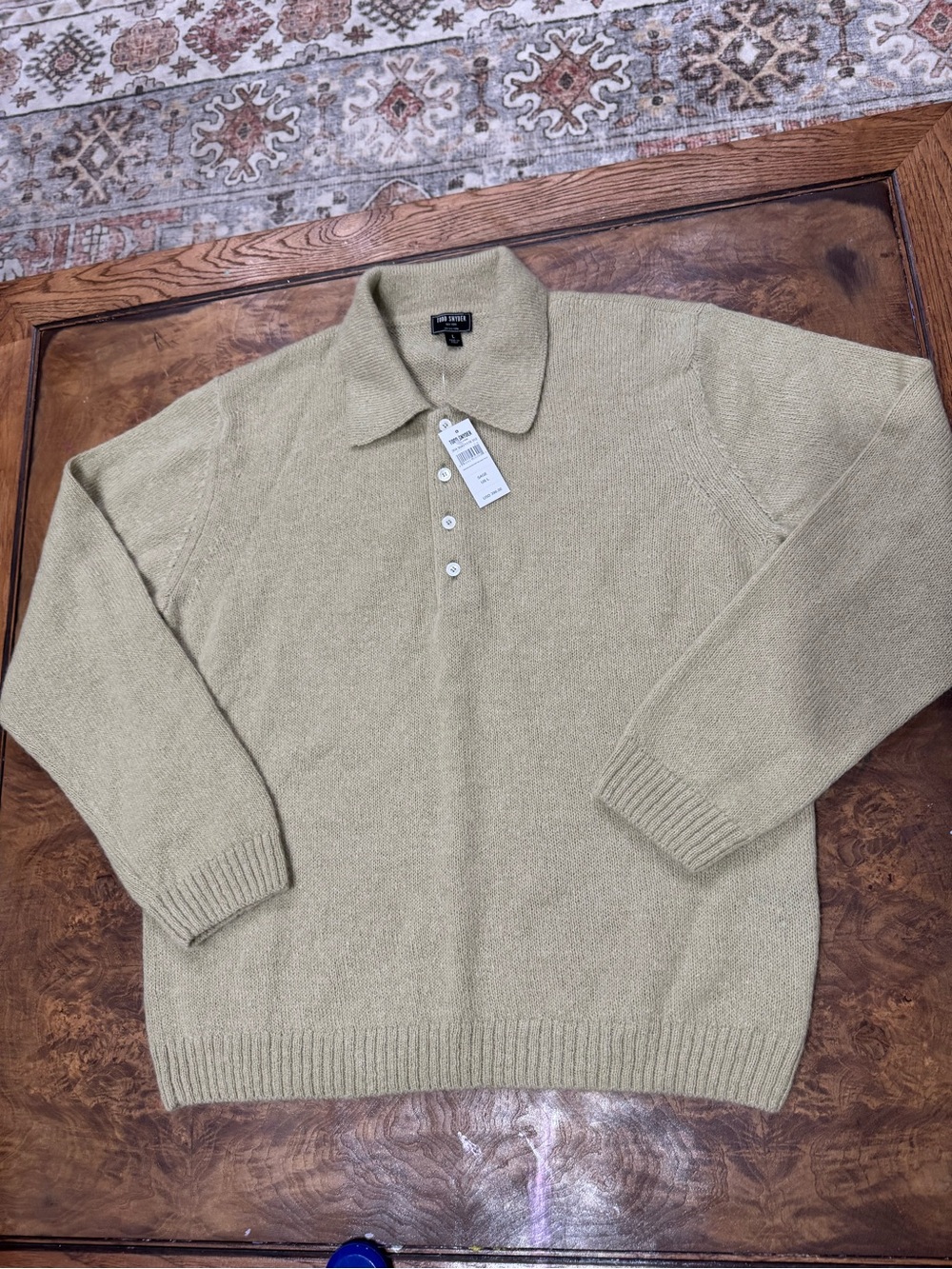 Todd Snyder Sage Green Mohair Polo Sweater Men’s Size L NWT Made in Italy